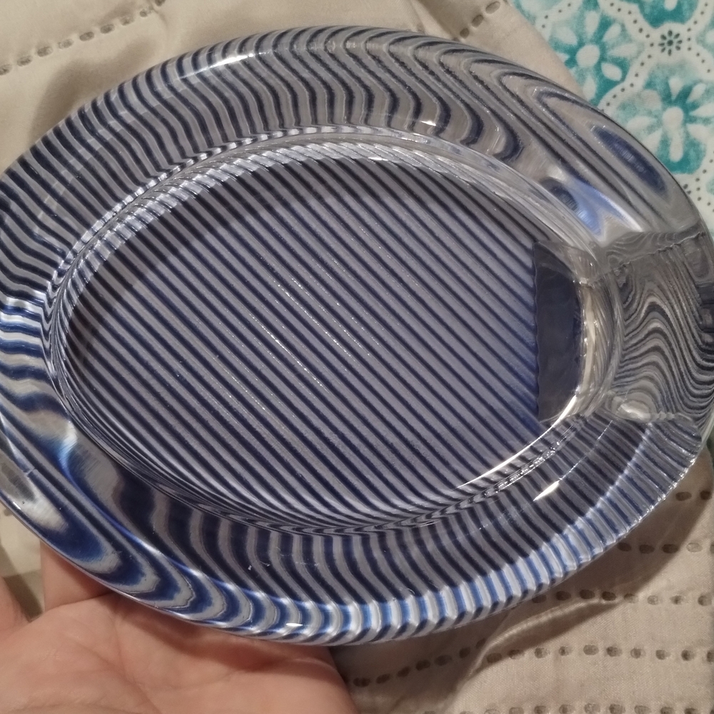 Blue Striped Glass Plate